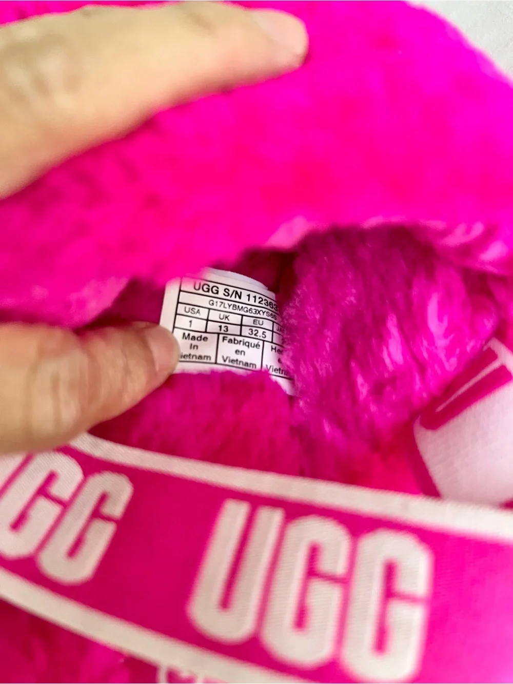 UGG Kids Hot Pink Fluff Slingback Slides